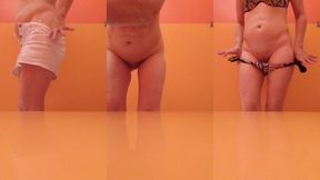 a la piscine je me deshabille pour mettre mon maillot de bain