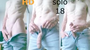 Heteroflexible K solo V81: thin fit muscular hung older twunk jerking in jeans