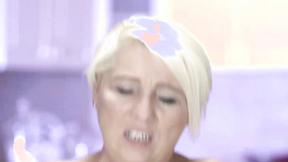 ”Mature blonde Bibi Pink rides throbbing dick reverse cowgirl”