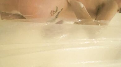 Big ass white girl jerks off in soapy shower teasing cock