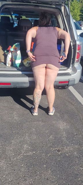 Milf Putting Away Groceries While Flashing People In The Parking Lot