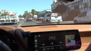 Car ride with Gigi Sweets and her HUGE tits out and rubbing that wet pussy