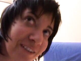 Close up amateur movie with unshaved cunt brunette hair, sex toy and her fucker