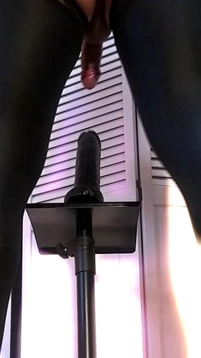 Brazilian Sissy Slut Impaled on 15&quot; Monster Black Cock