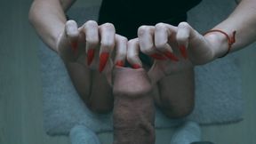 Long red nails play with foreskin 2 (1080p)