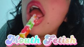 Sucking a lollipop