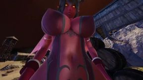 Succubus takes deep throat her and futa in 3some frenzy