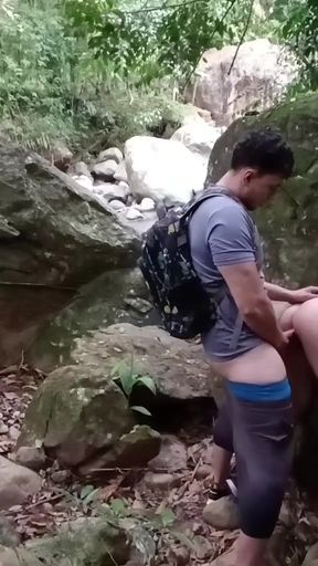 Memorable moment from &quot;FIRST PART FUCKING WITH MY PARTNER IN THE FOREST.. they FUCK me, SUCK me and cum on top of me.. In&quot;