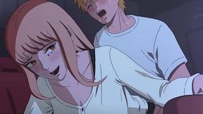 Chainsawman hentai - Makima has a hot sex with Denji in a movie theatre