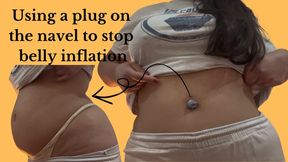 Using a plug on the navel to stop belly inflation