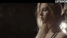 Slim Blonde gets her panties torn off by a fit guy in an erotic fantasy