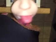 Fan Request: I Jerk off to my silicone mouth stroker device, cumming all over it & licking it all up