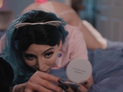 Horny shemale toys her ass and lets her guy friend fucks it