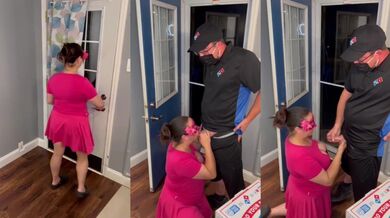 Bored and ignored MILF lets pizza boy fuck her raw