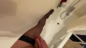 Masturbating on my black nylon-stocking leg