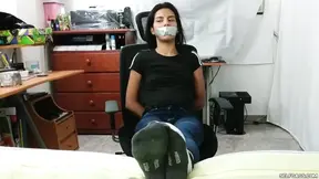 Hot stepsis gagged and tied for stinky foot worship