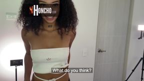 Skinny black Latina teen Veronica Rojas blows BBC