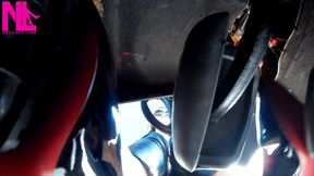 Speedy driving in So Kate Louboutins with camera under the gas pedal