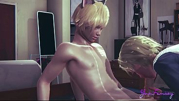 Yaoi Femboy Osuke - Could this blonde femboy ride like a horse? - 3D anime manga