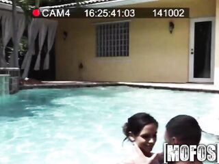 Mofos - Large boobs by the pool get caught