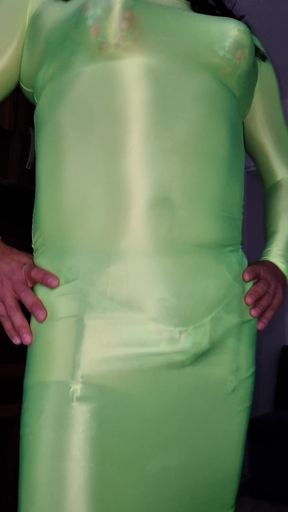 New Lime Green Tight Dress and Floral Print Lingerie