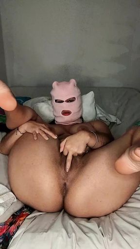 Masked slut blasting sweet jets