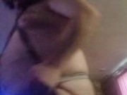 Pup sean showing off his implements while caged and gaged and plugged