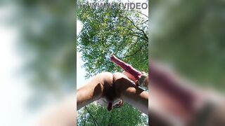 Boning myself in the park with a pony faux-cock. Part4