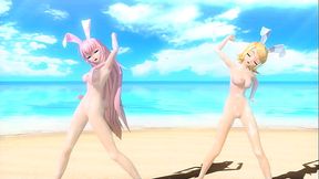 Kagamine Rin & Megurine Luka Summer Idol Project diva Nude Mod Full Nude and Cum