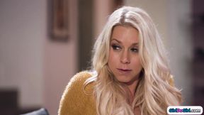 Katie Morgan seduces her stepdaughter Khloe Kapri with passionate kisses and oral pleasure.