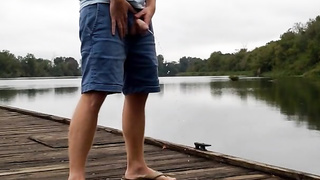 Redbull Pee outside at the Sea, on the Dock