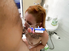 Redhead tart gets on horse and rails until she feels like boning - hottest porn!