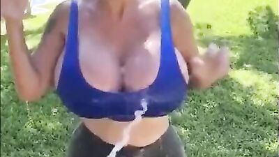 Compilation with busty cougar Brittany Elizabeth shaking tits on the camera