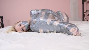 Pretty Little Ball Ashley Jane Rolls Around The Bed Wrapped In Plastic And Tape!