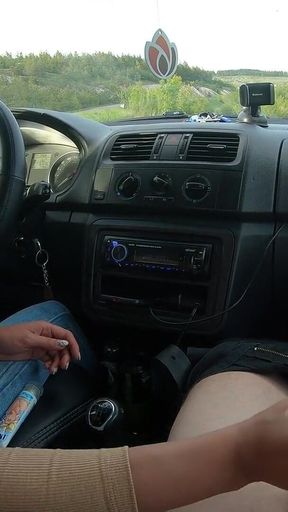 [remastered] Nervous Risky Car Handjob on the Road