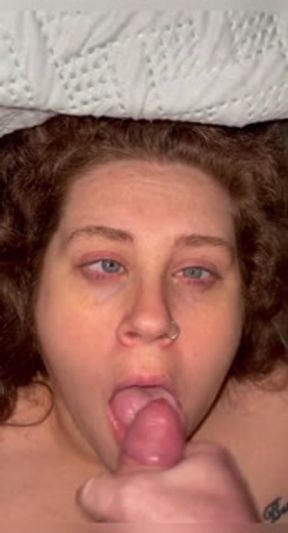 Daddy gives me a massive after shower facial, HE CUMS IN MY EYE AND HAIR