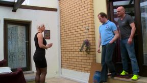 Sexy big boobs blonde fucked in threesome double penetration