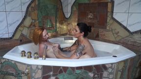Sexy Tattooed Bbw Mara And Hot Ginger Tara Enjoying All Naked In Jacuzzi