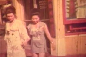 Vintage Red-tinted Lesbian Classic with Retro Bedroom Lovers