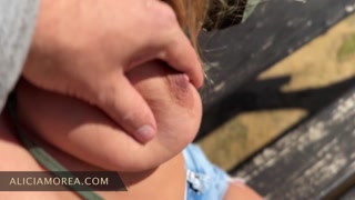 Risky Exhibitionist Nudewalk / He touches me while I'm walking naked in public