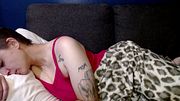 Pretty Lesbian Big Mouth Piercings Yawning