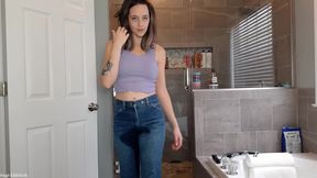 sage eldritch soaking her pink panties & tight denim jeans