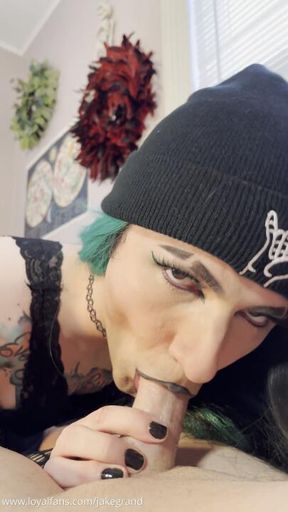 VERY HOT Goth Sissy Sucking Cock POV