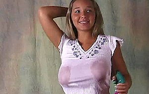 Christina model big tits belly shirt panties