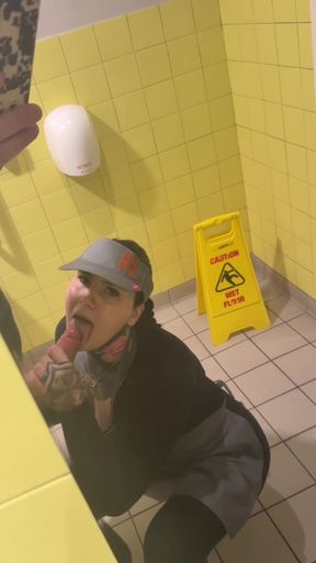 Woman in yellow bathroom