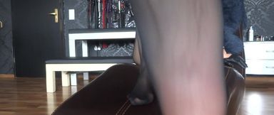 POV Foot smelling: Smell intense at my sweaty and cheesy pantyhose feet