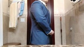 Big-Cock Daddy Strokes in Suit