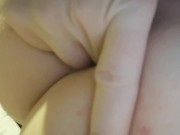 Crossdresser self fingering shaved smooth ass