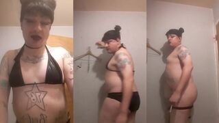 Watch this hot amateur MILF in lingerie get off on a big cock solo fetish