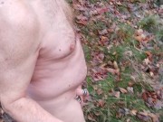 Naked walk in the woods